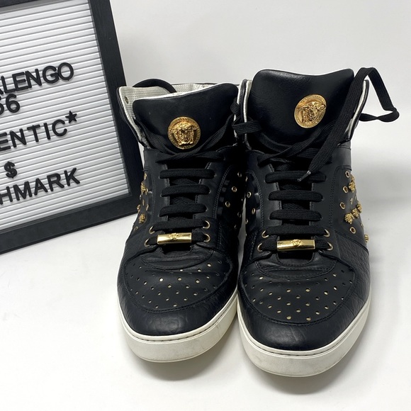 Versace High Top Gold Stud Sneakers – Size: 44 - Picture 2 of 7
